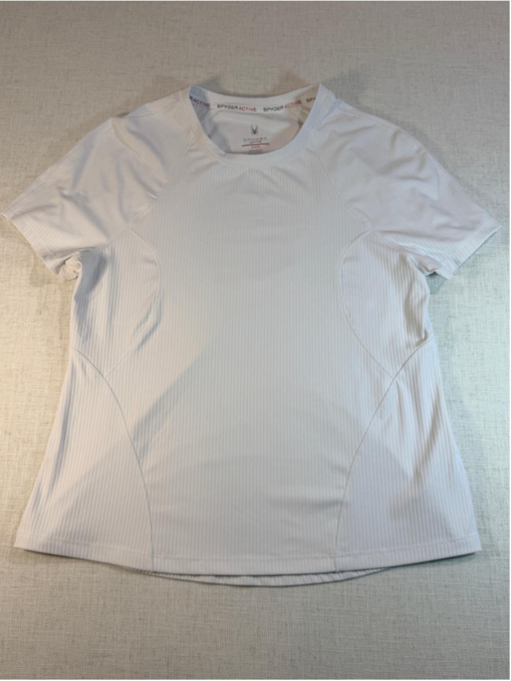 Spyder Active Women’s Ribbed Short Sleeve Athletic T-Shirt UPF 50 White Medium